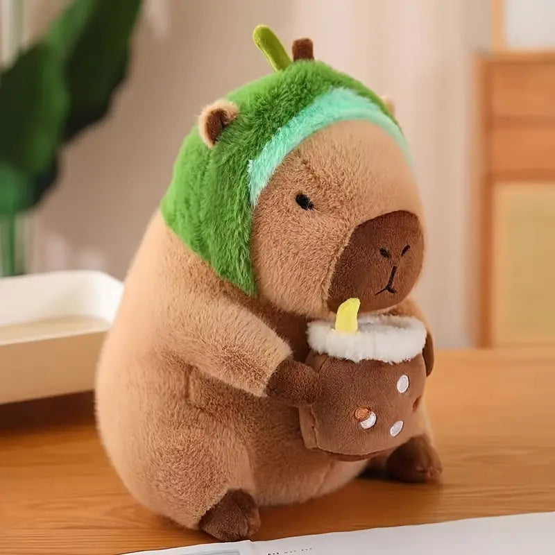 Jucărie din pluș adorabilă cu capybara, cu pălărie si boba