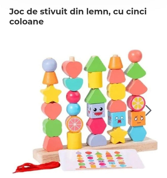 Jucarie de sortat, snuruit si stivuit cu 5 coloane,
